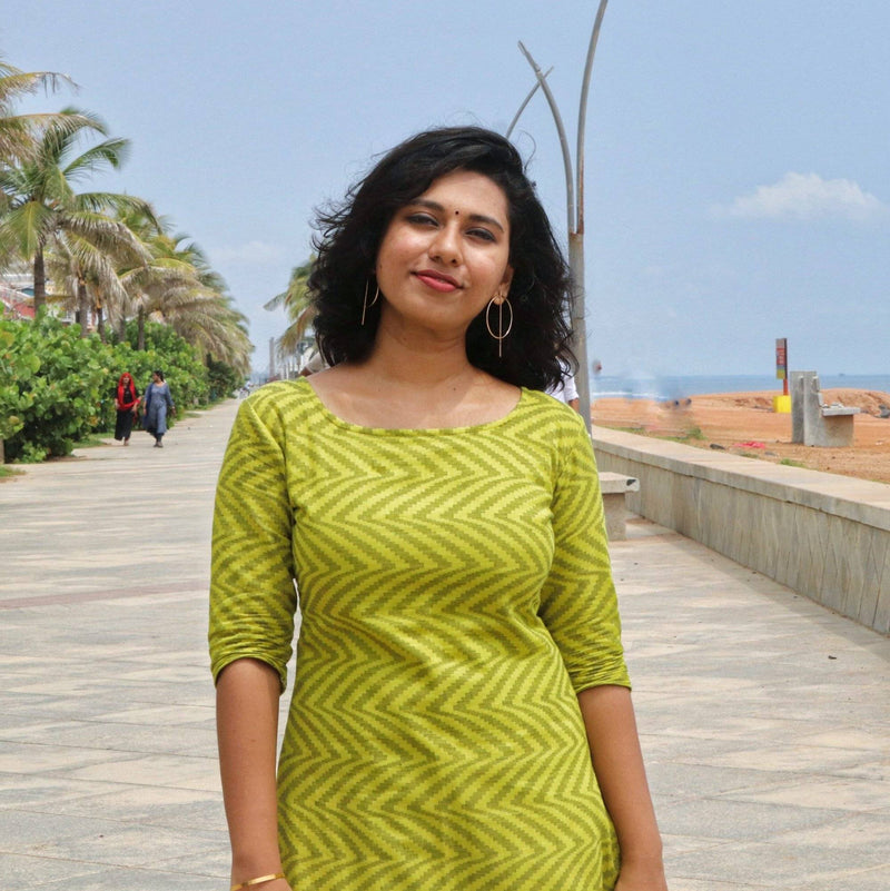 Light Green Self-Design Jacquard Cotton Kurta
