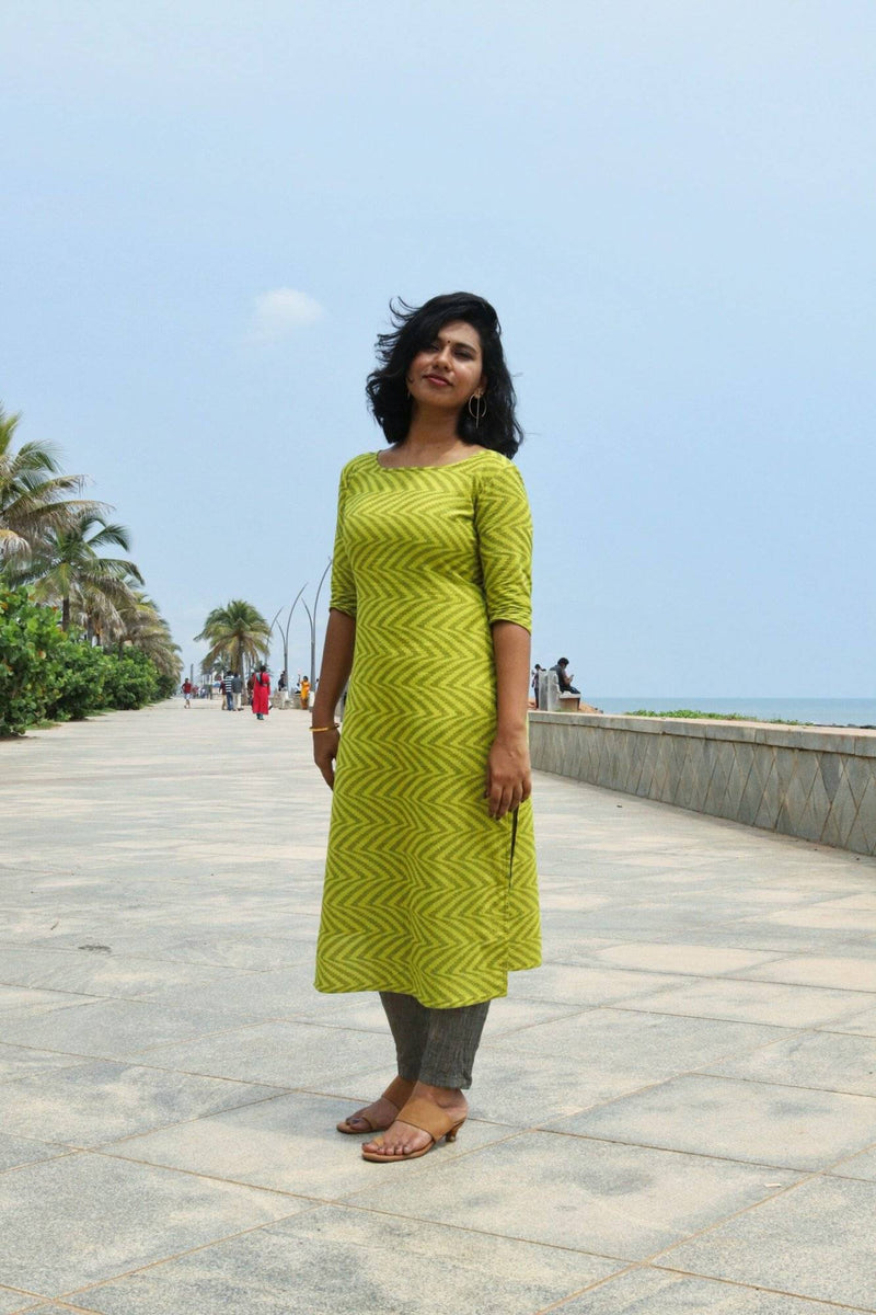 Light Green Self-Design Jacquard Cotton Kurta
