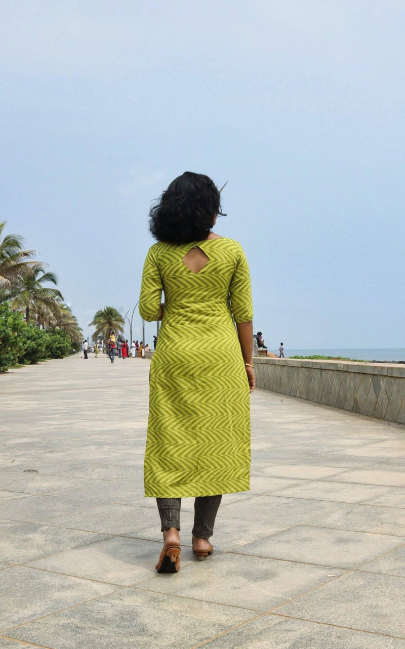 Light Green Self-Design Jacquard Cotton Kurta