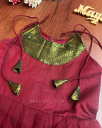 Dark Red Traditional Cotton Kids Frock