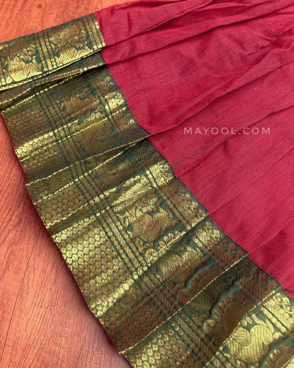 Dark Red Traditional Cotton Kids Frock