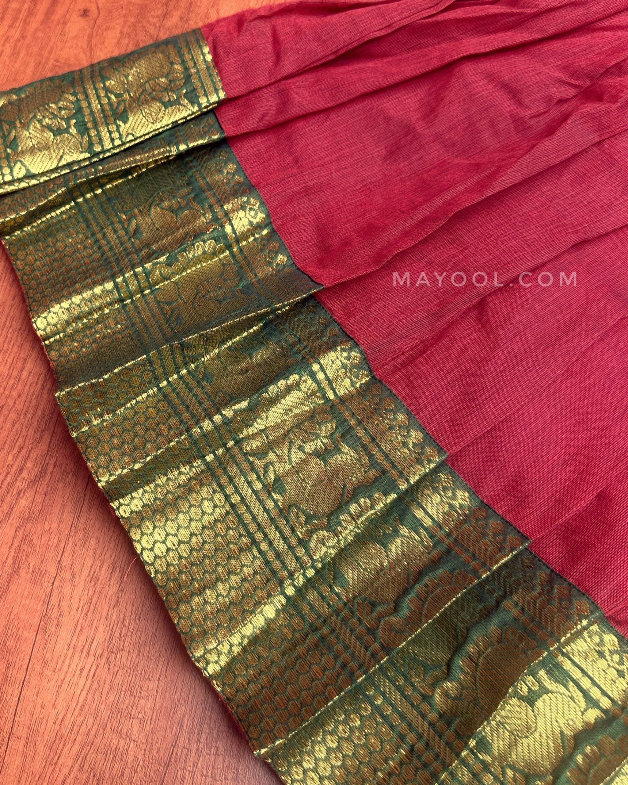 Dark Red Traditional Cotton Kids Frock
