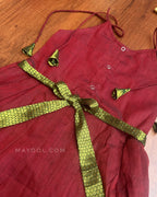 Dark Red Traditional Cotton Kids Frock