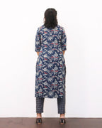 Classic Blue Printed Cotton Kurta