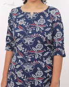 Classic Blue Printed Cotton Kurta