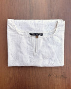 White Textured Cotton Kurta