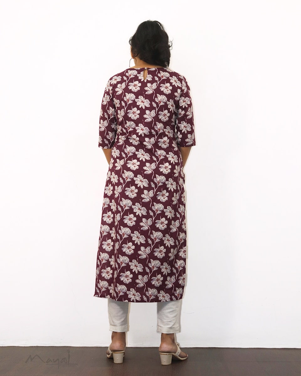 Mulberry Purple Floral Printed Kurta