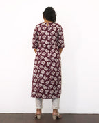 Mulberry Purple Floral Printed Kurta