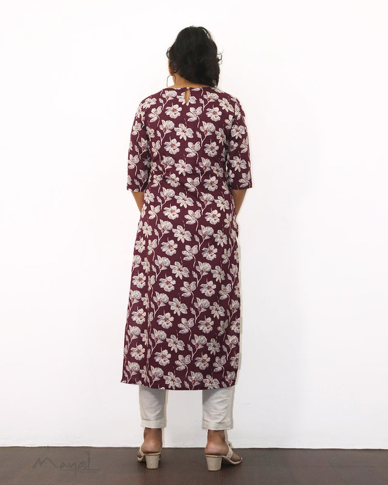 Mulberry Purple Floral Printed Kurta