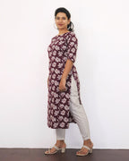 Mulberry Purple Floral Printed Kurta