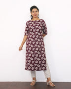 Mulberry Purple Floral Printed Kurta
