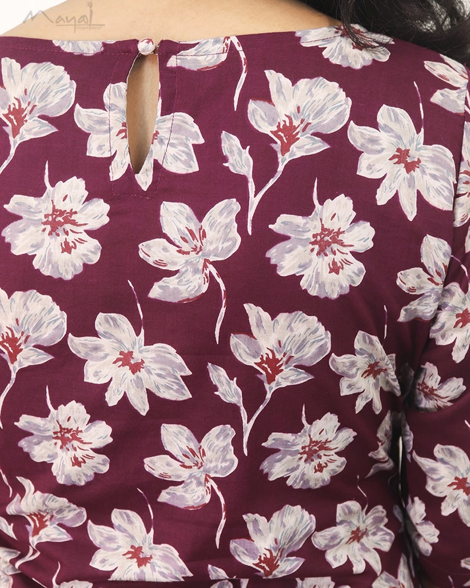 Mulberry Purple Floral Printed Kurta