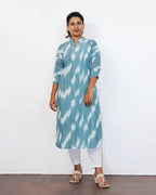 Baby Blue Patterned Cotton Kurta