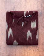 Maroon Patterned A-line Cotton Kurta