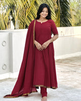 Ruby Red Handloom Cotton Anarkali Dresses