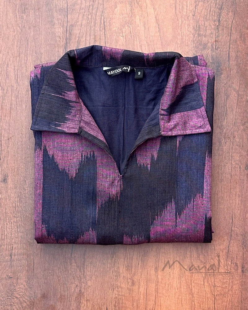 Purple Patterned A-line Cotton Kurta