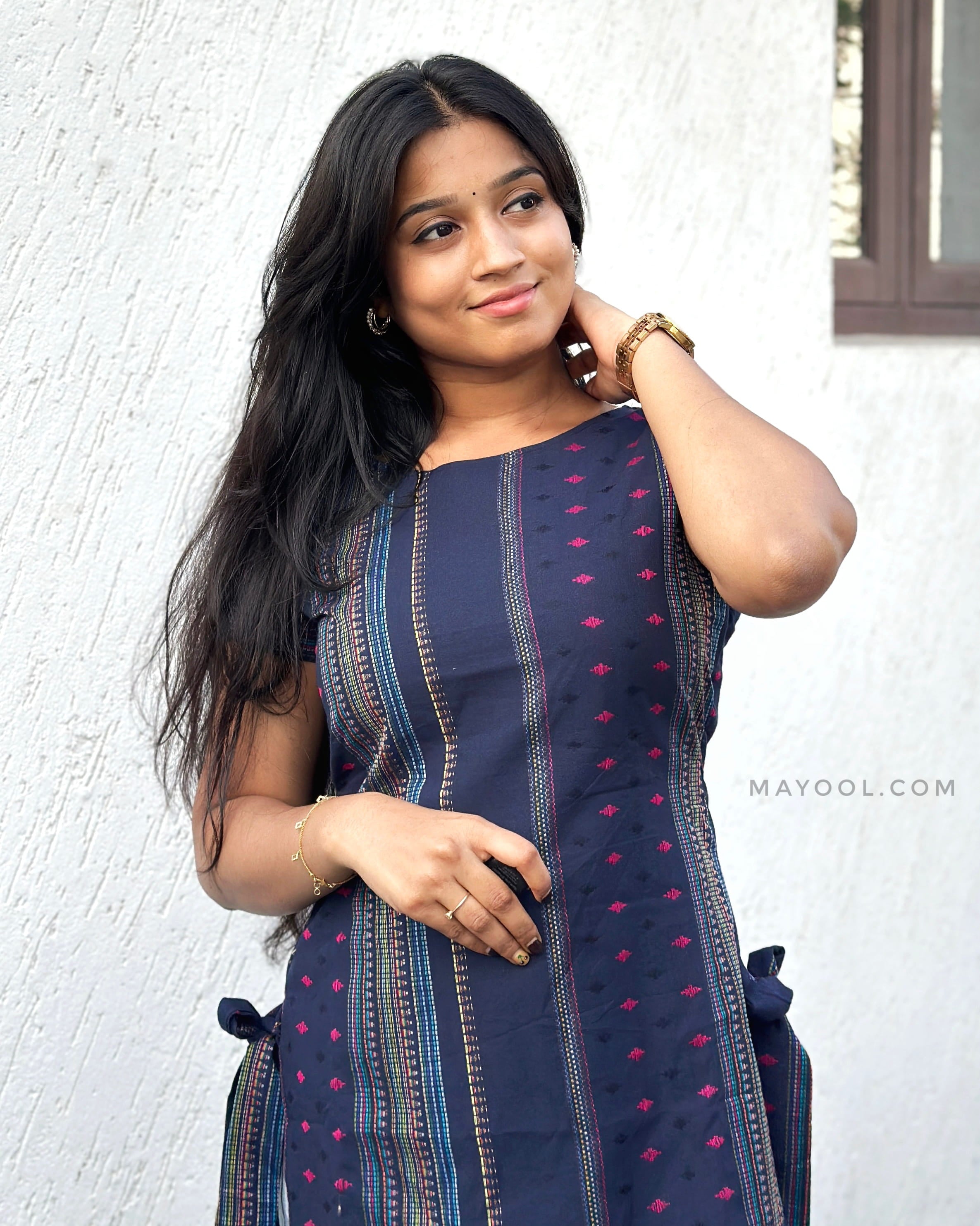 Blue Stripe Multicolour Short Kurta