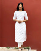 Pure White Pintuck Cotton Kurta