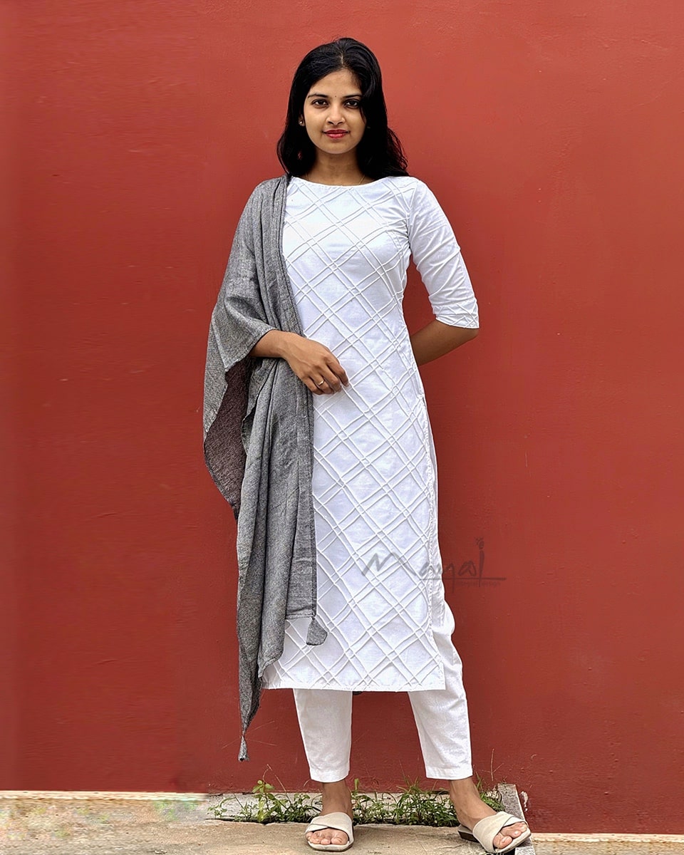 Pure White Pintuck Cotton Kurta