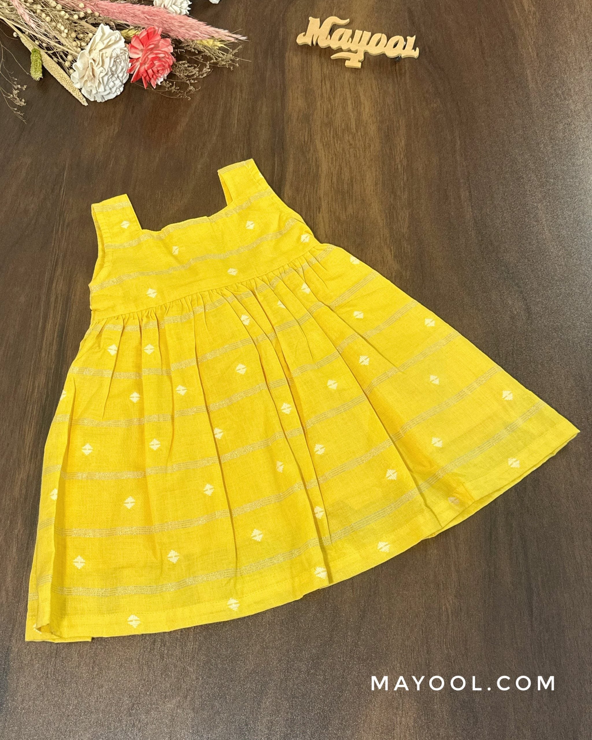 Canary Yellow Cotton Kids Frock