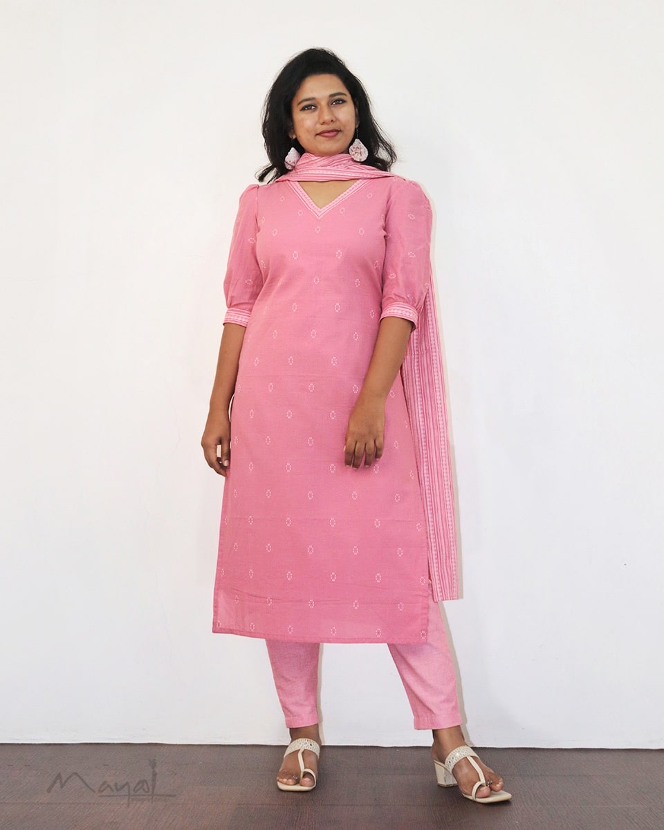 Tickled Pink Self Design Cotton Kurta