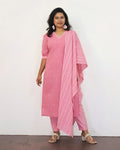 Tickled Pink Self Design Cotton Kurta