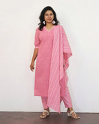 Tickled Pink Self Design Cotton Kurta