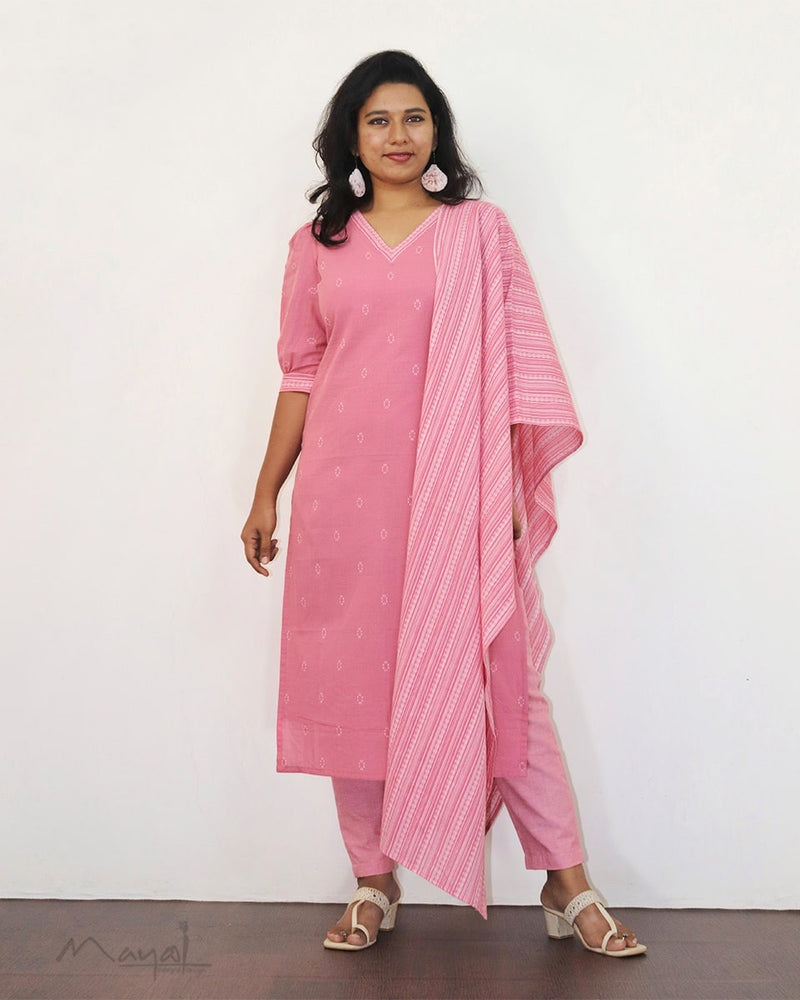 Tickled Pink Self Design Cotton Kurta
