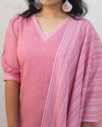 Tickled Pink Self Design Cotton Kurta