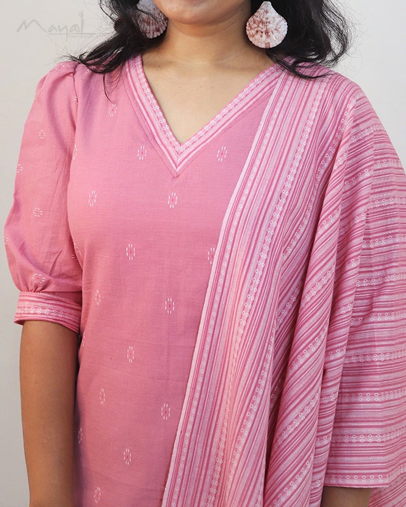 Tickled Pink Self Design Cotton Kurta