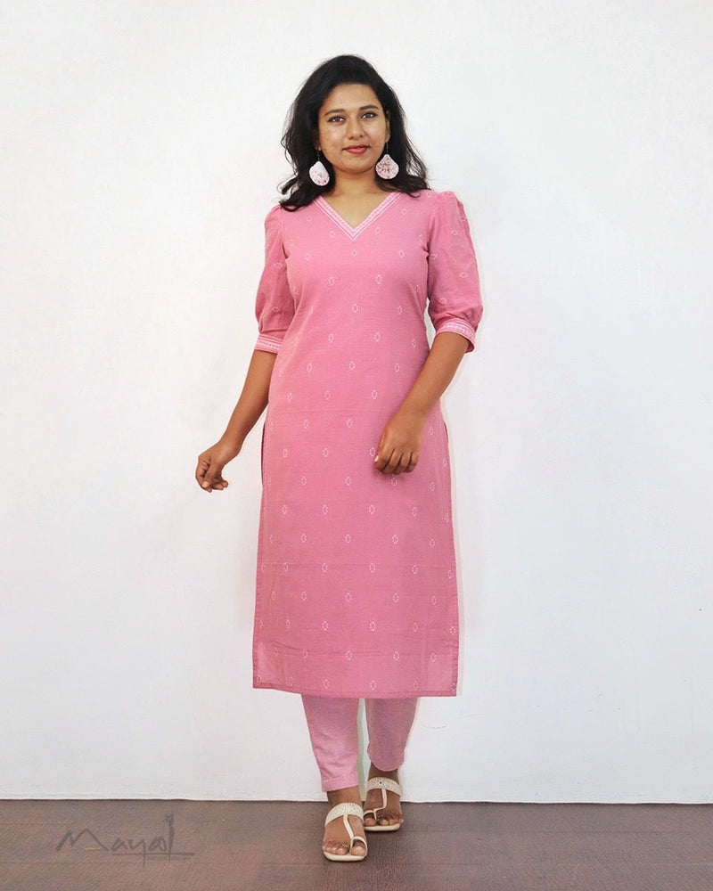 Tickled Pink Self Design Cotton Kurta