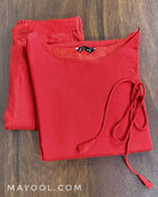 Red Solid Silk Cotton Kurta