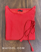 Red Solid Silk Cotton Kurta