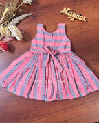 Pink Grey Printed Kids Frock