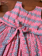 Pink Grey Printed Kids Frock