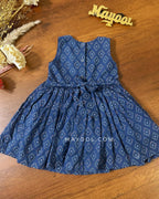 Cobalt Blue Printed Kids Frock