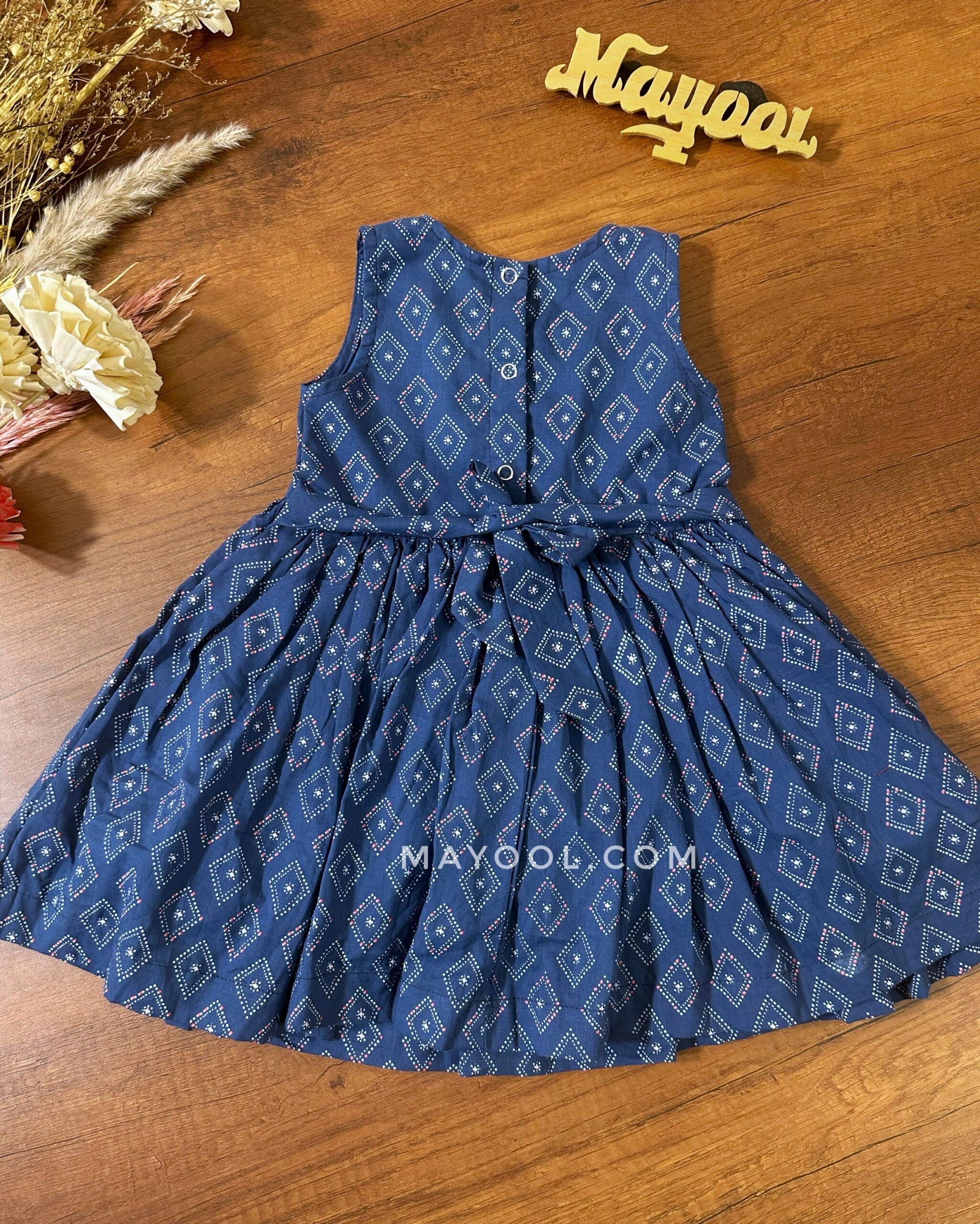 Cobalt Blue Printed Kids Frock