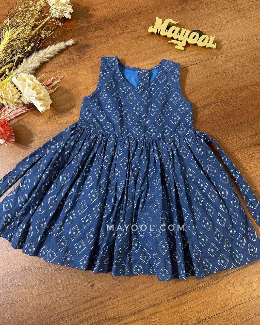 Cobalt Blue Printed Kids Frock