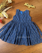 Cobalt Blue Printed Kids Frock