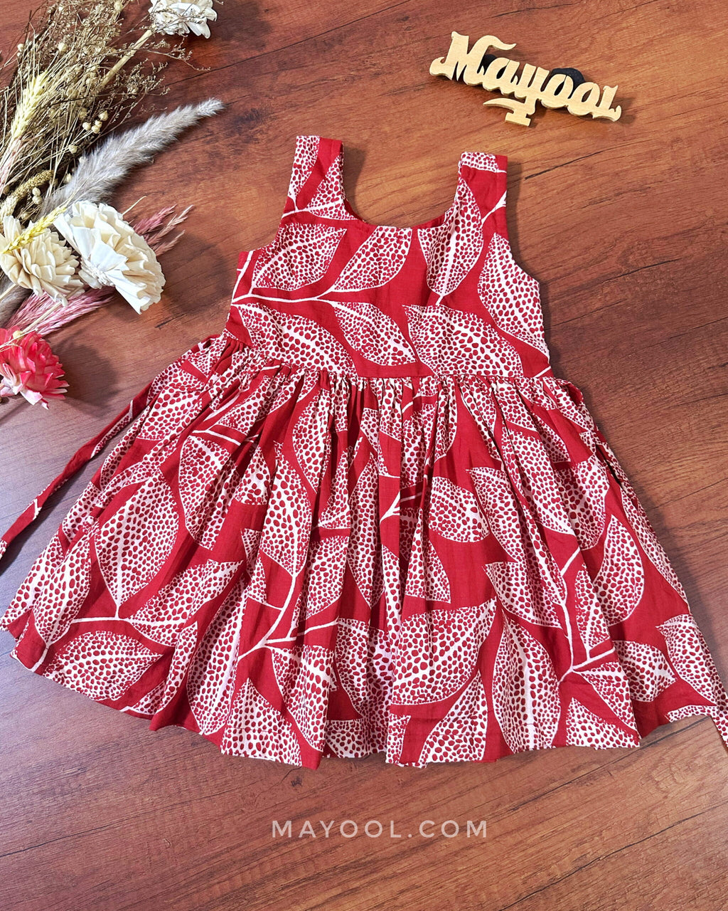 Red Printed Kids Frock