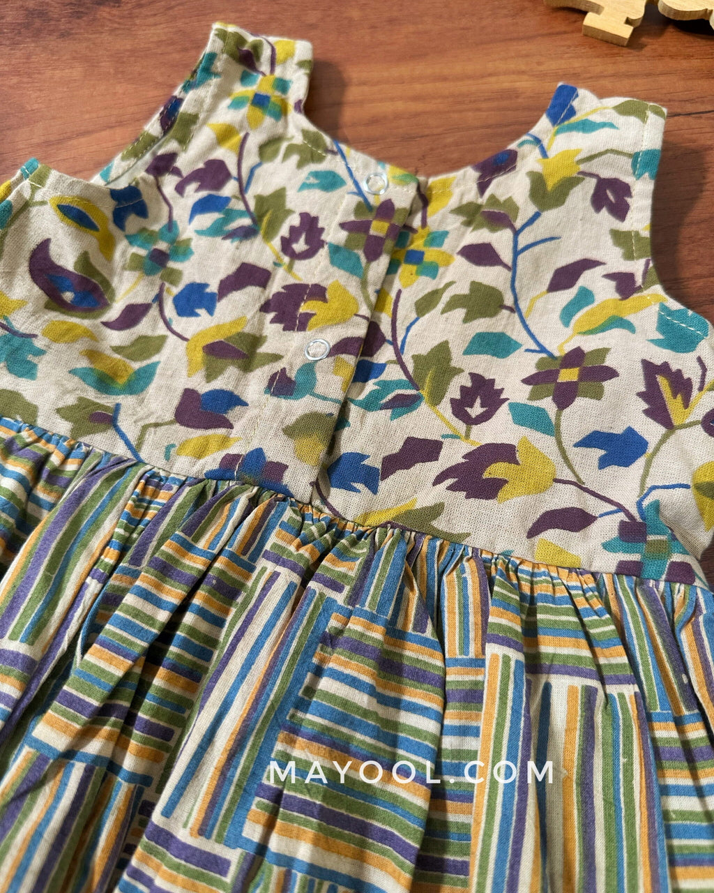 Sandal Stripe Kalamkari Kids Frock