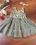 Sandal Stripe Kalamkari Kids Frock