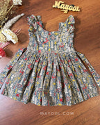Grey Kalamkari Kids Frock