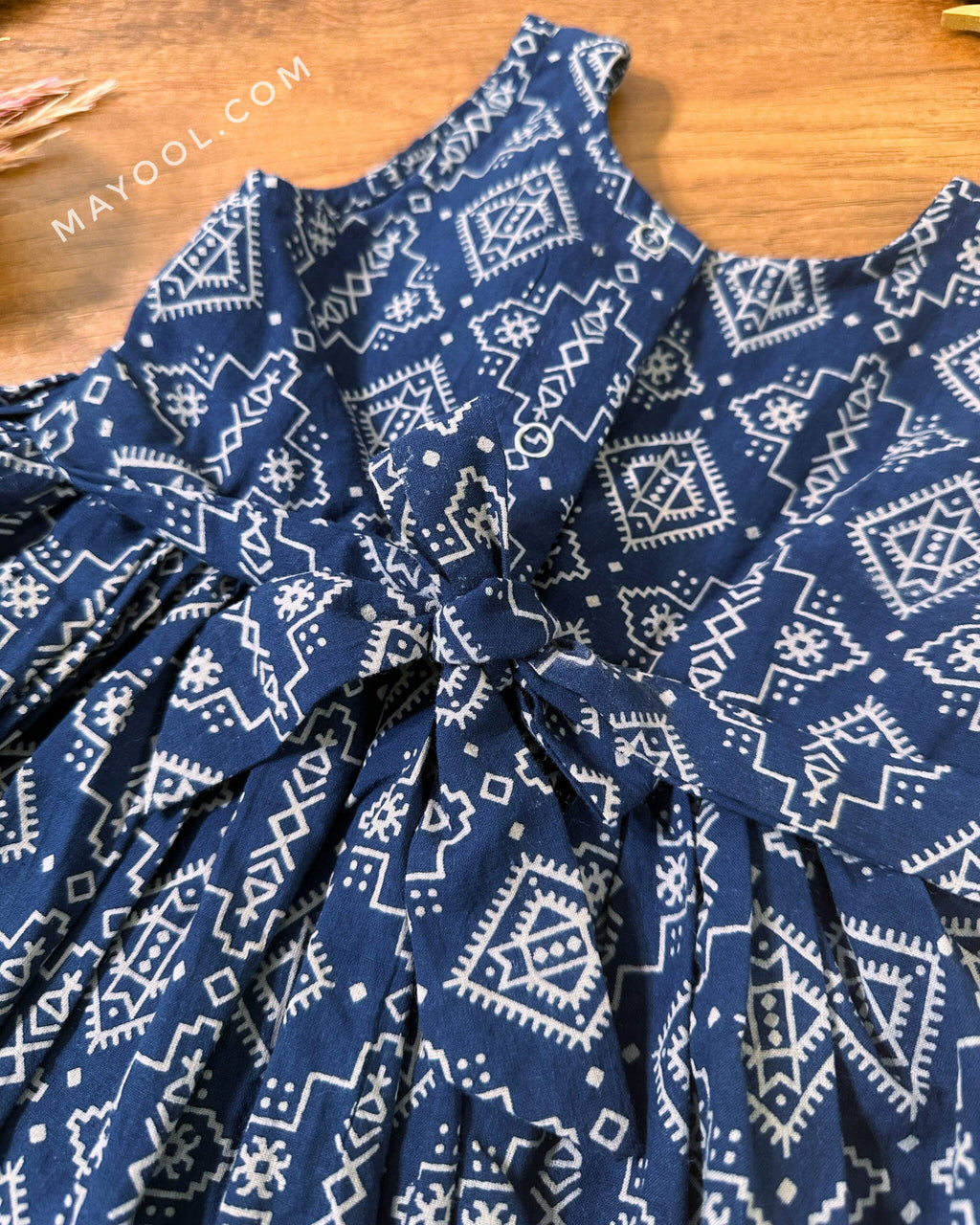 Blue Block Print Kids Frock