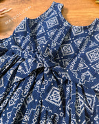 Blue Block Print Kids Frock