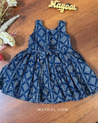 Blue Block Print Kids Frock