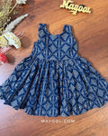 Blue Block Print Kids Frock