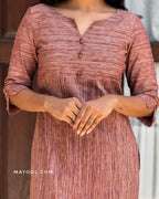 Russet Brown Texture Pattern Cotton Kurta