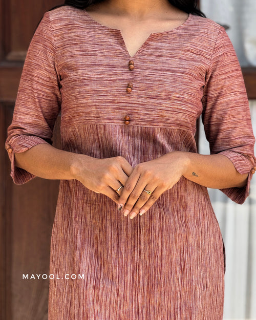 Russet Brown Texture Pattern Cotton Kurta