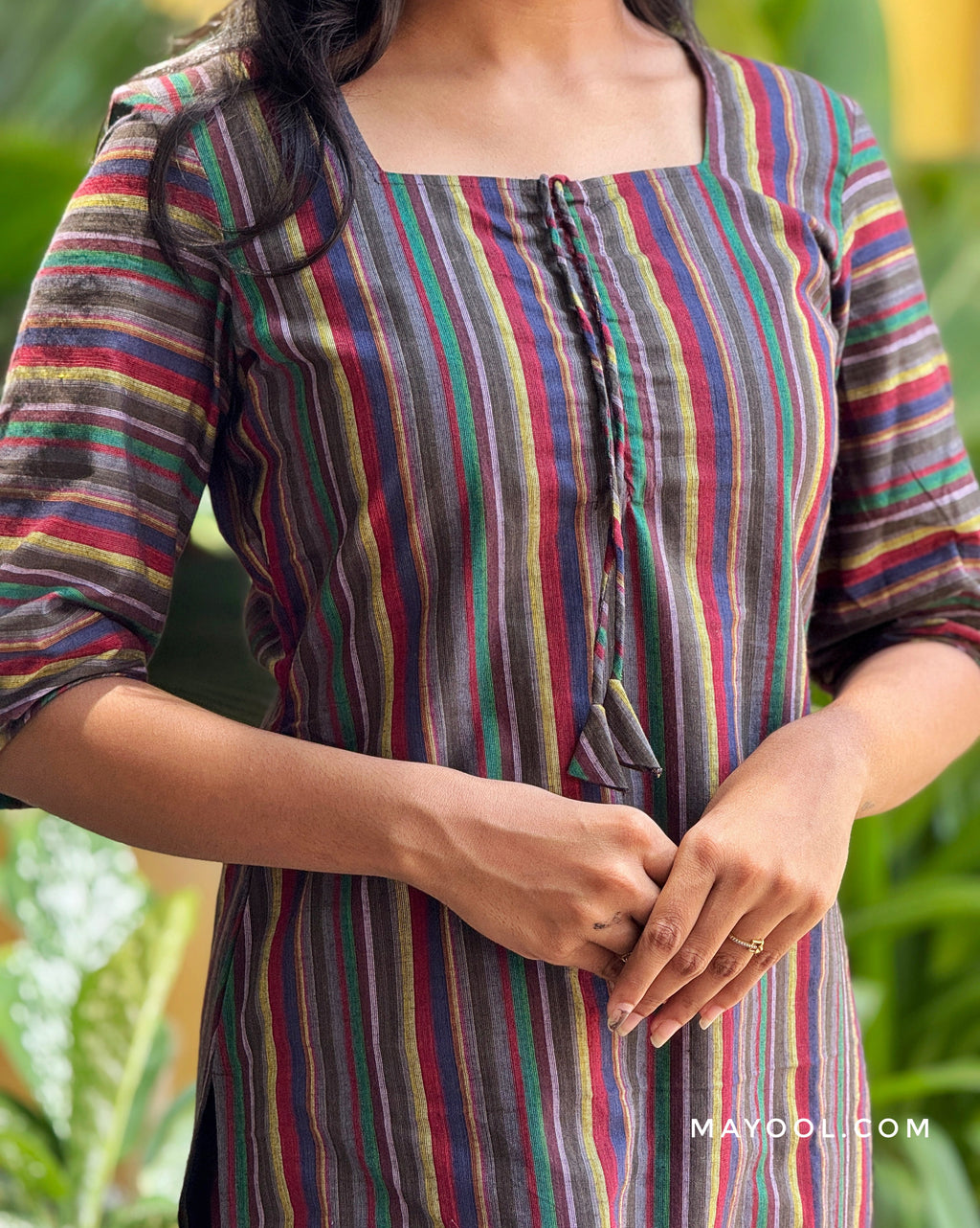 Purple Multicolour Stripe Cotton Kurta